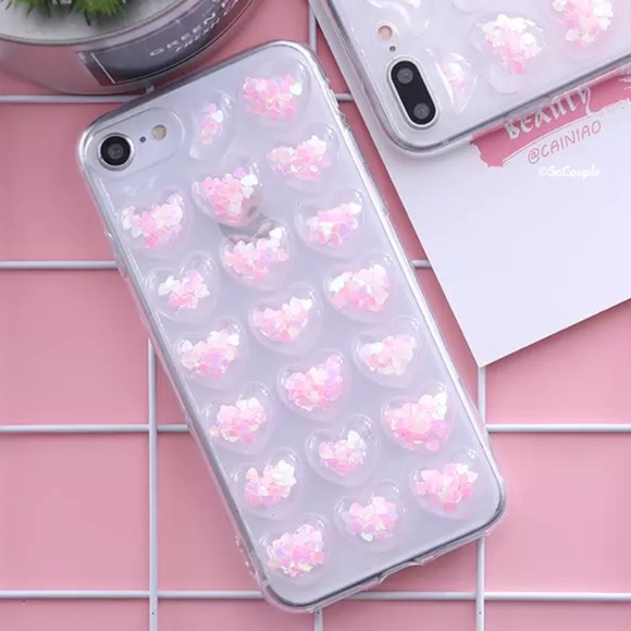 NEW iPhone 7/8 Glitter 3D Soft TPU Grip Case - Picture 2 of 5